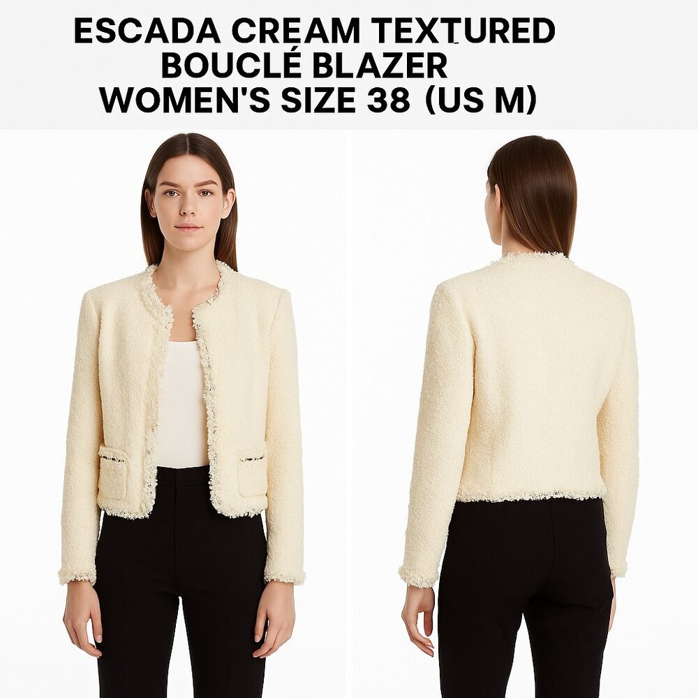 ESCADA CREAM TEXTURED BOUCLÉ BLAZER WOMEN’S SIZE 38 (US M)